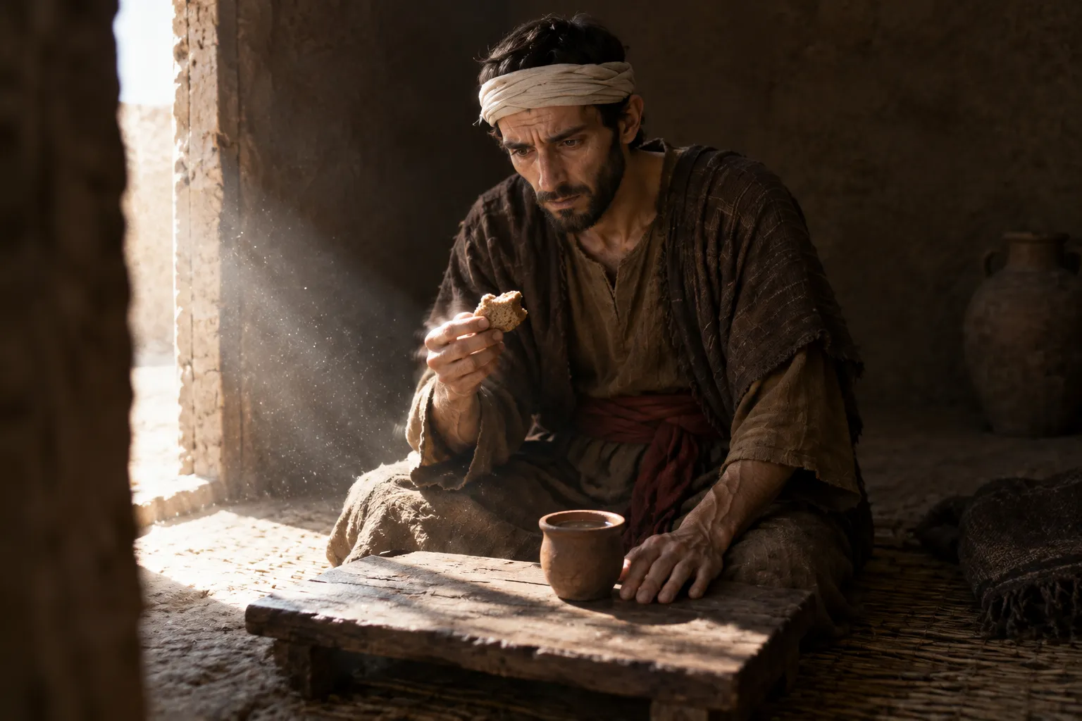 Bread and water with trembling (Ezekiel 12:18–20)