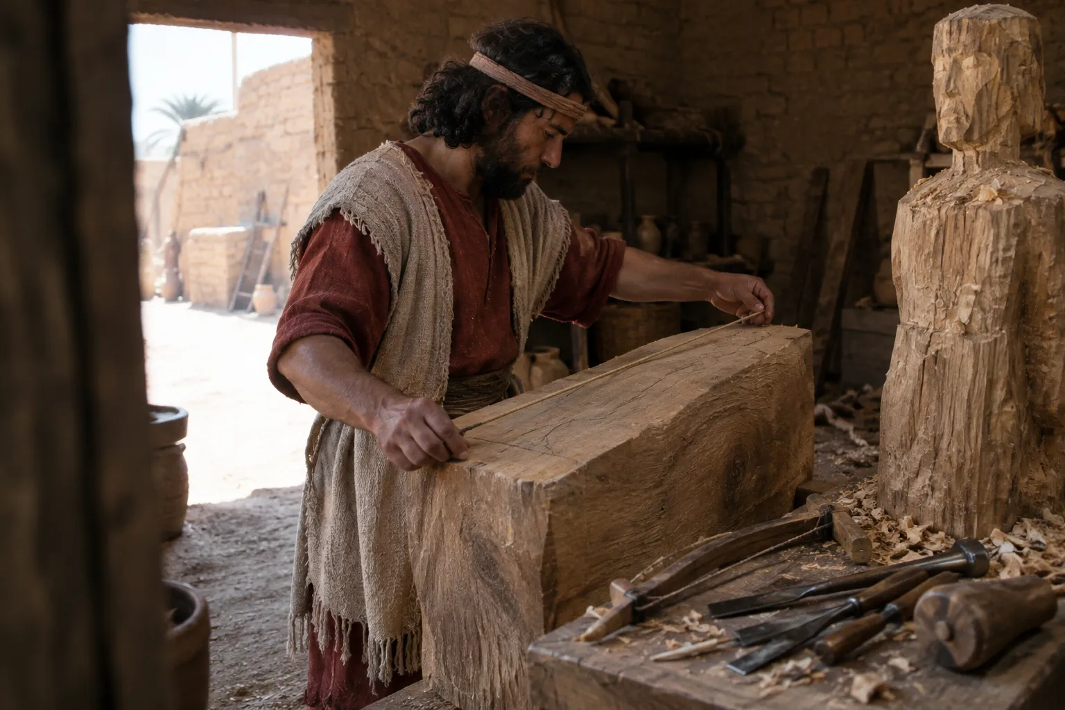 The woodworker measures his idol (Isaiah 44:13)