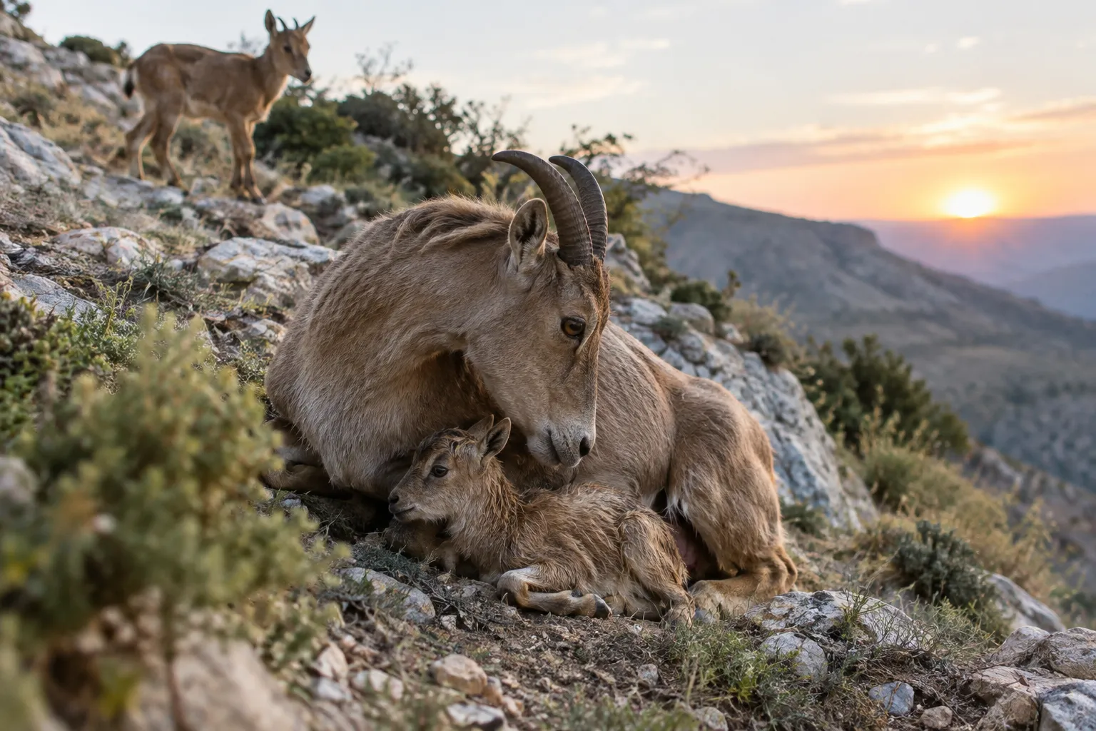 The mountain goat gives birth (Job 39:1–4)
