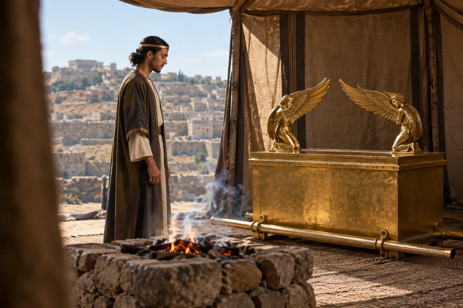 Solomon before the ark (1 Kings 3:15)