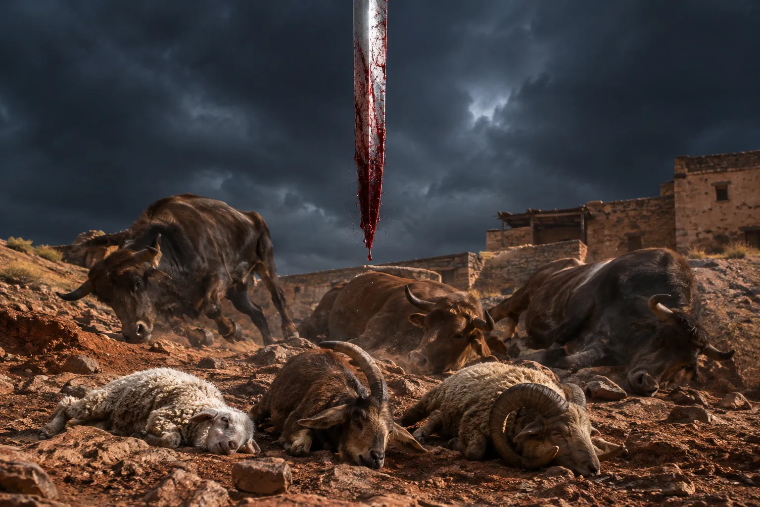 The sword descends upon Edom (Isaiah 34:5–7)