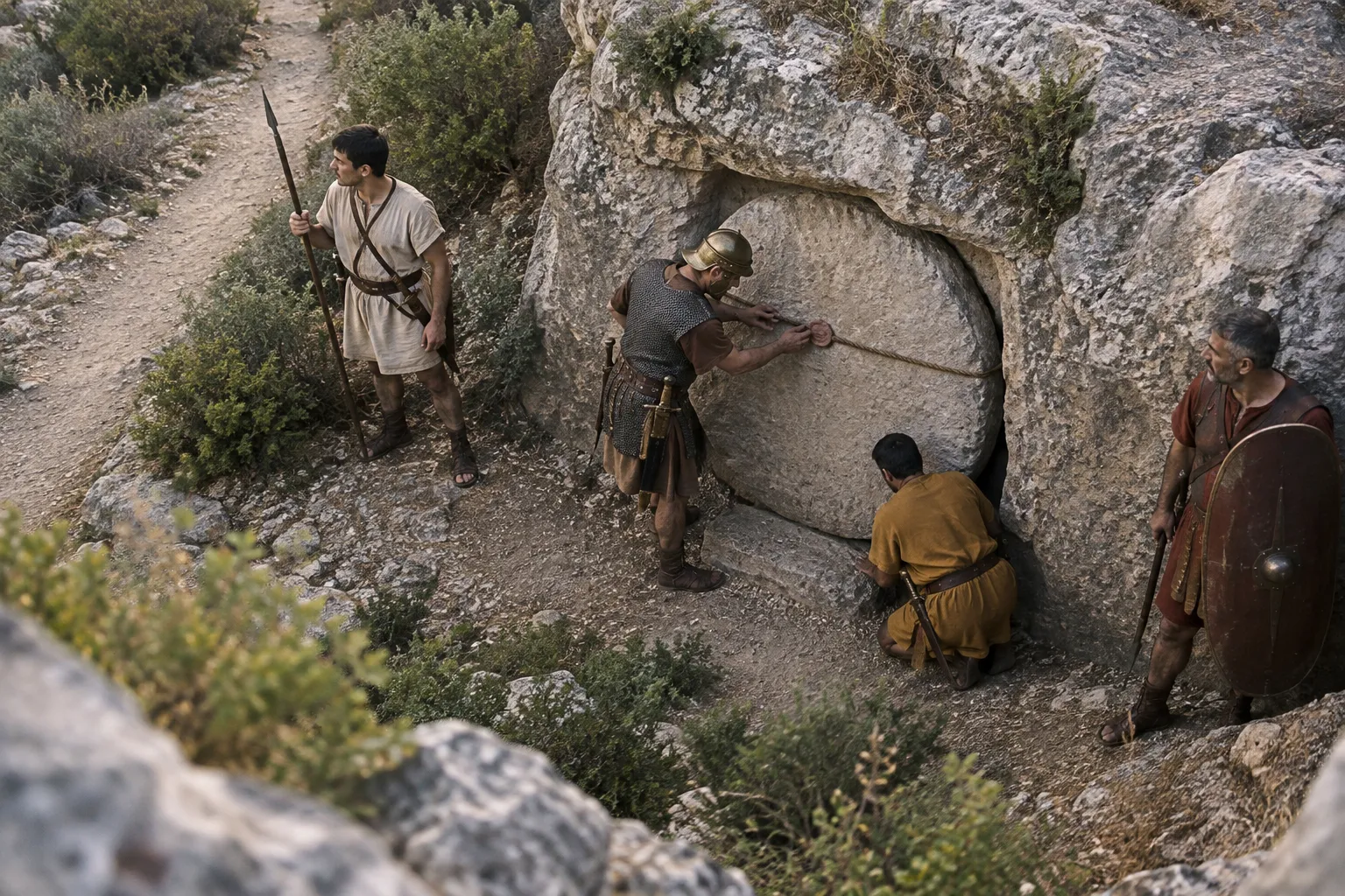 The tomb is secured (Matthew 27:65–66)