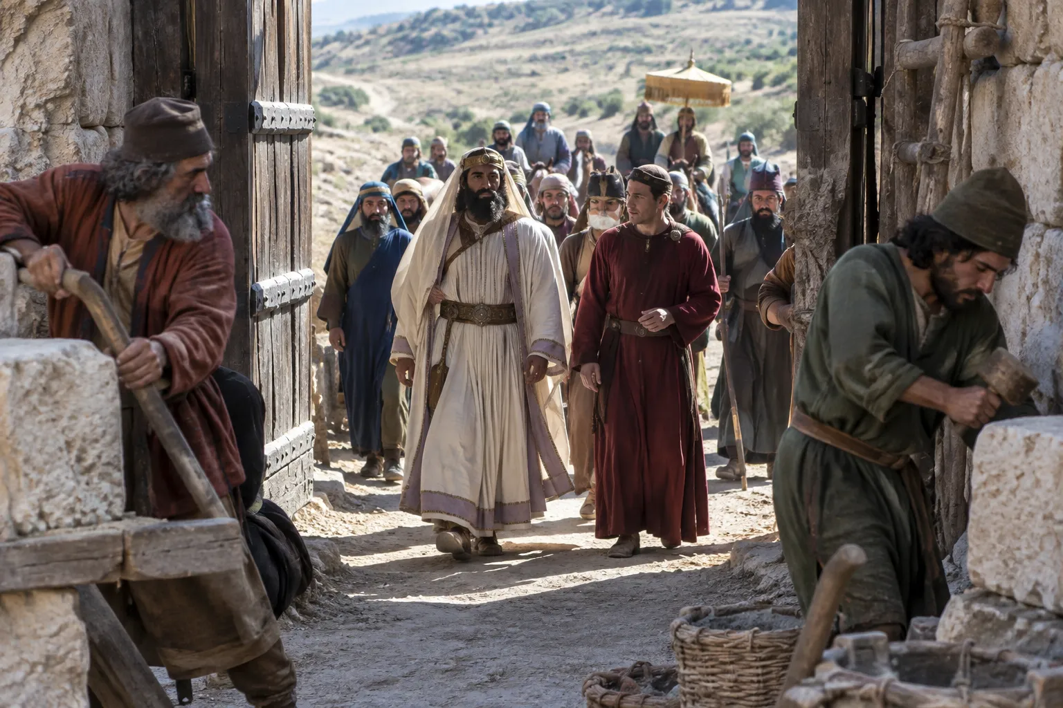 Foreigners rebuild the open gates (Isaiah 60:10–11)