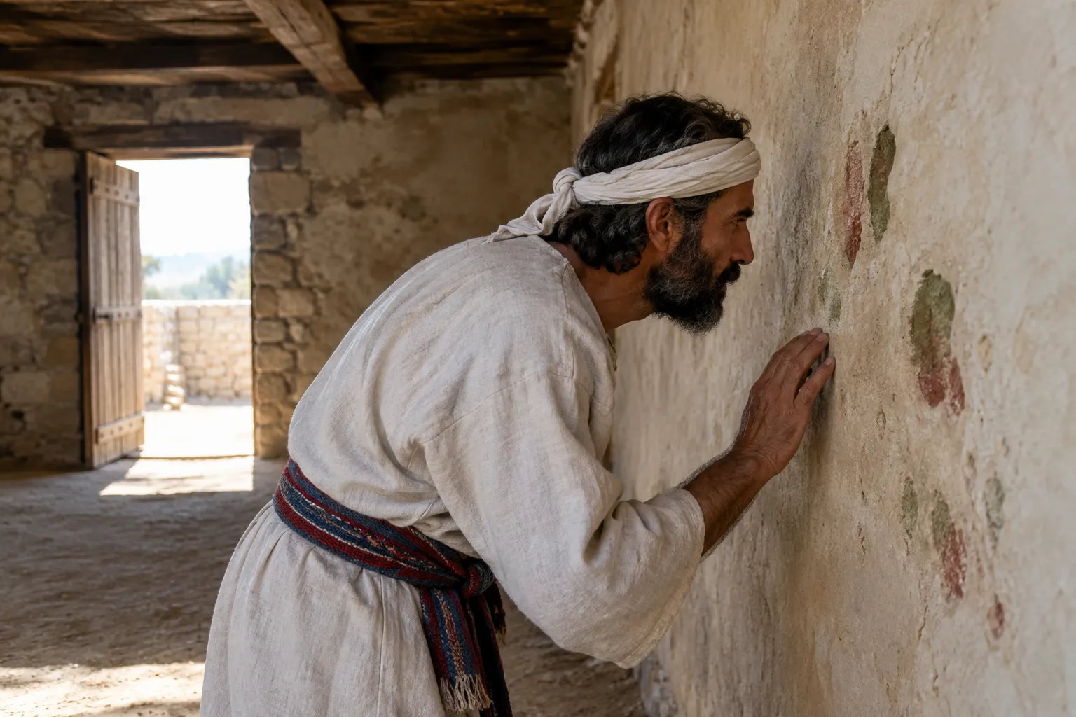 The priest inspects a contaminated house (Leviticus 14:35–38)