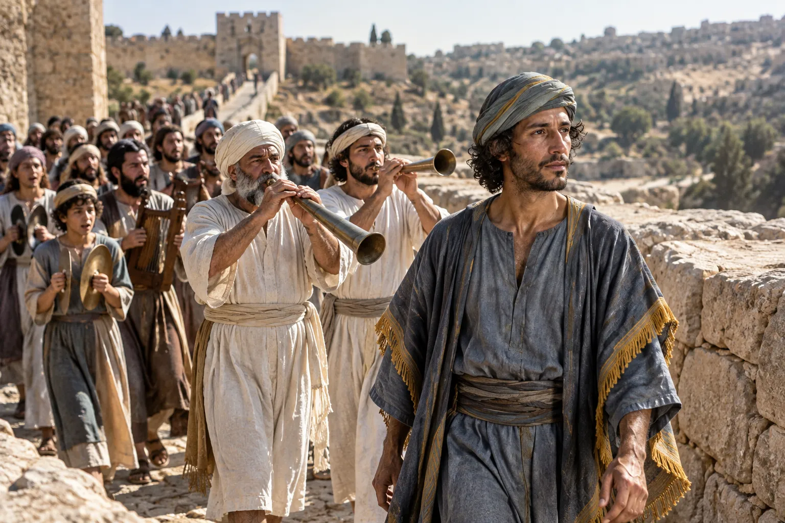 Ezra Leads the Thanksgiving Procession (Nehemiah 12:31–37)