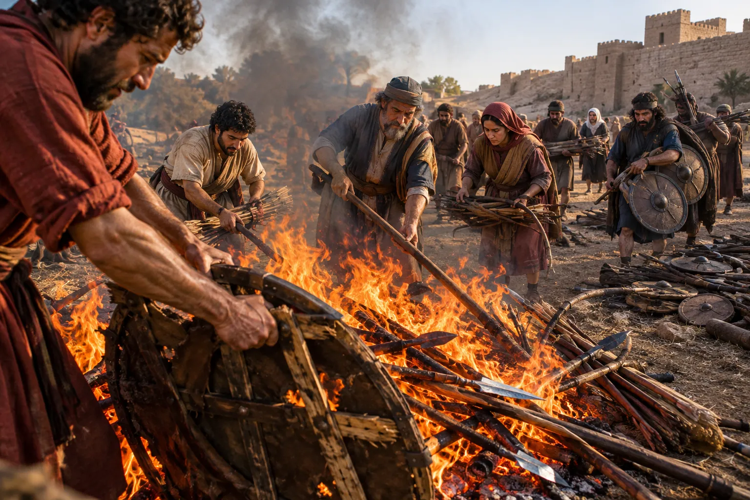 Captured Weapons Become Fuel (Ezekiel 39:9–10)