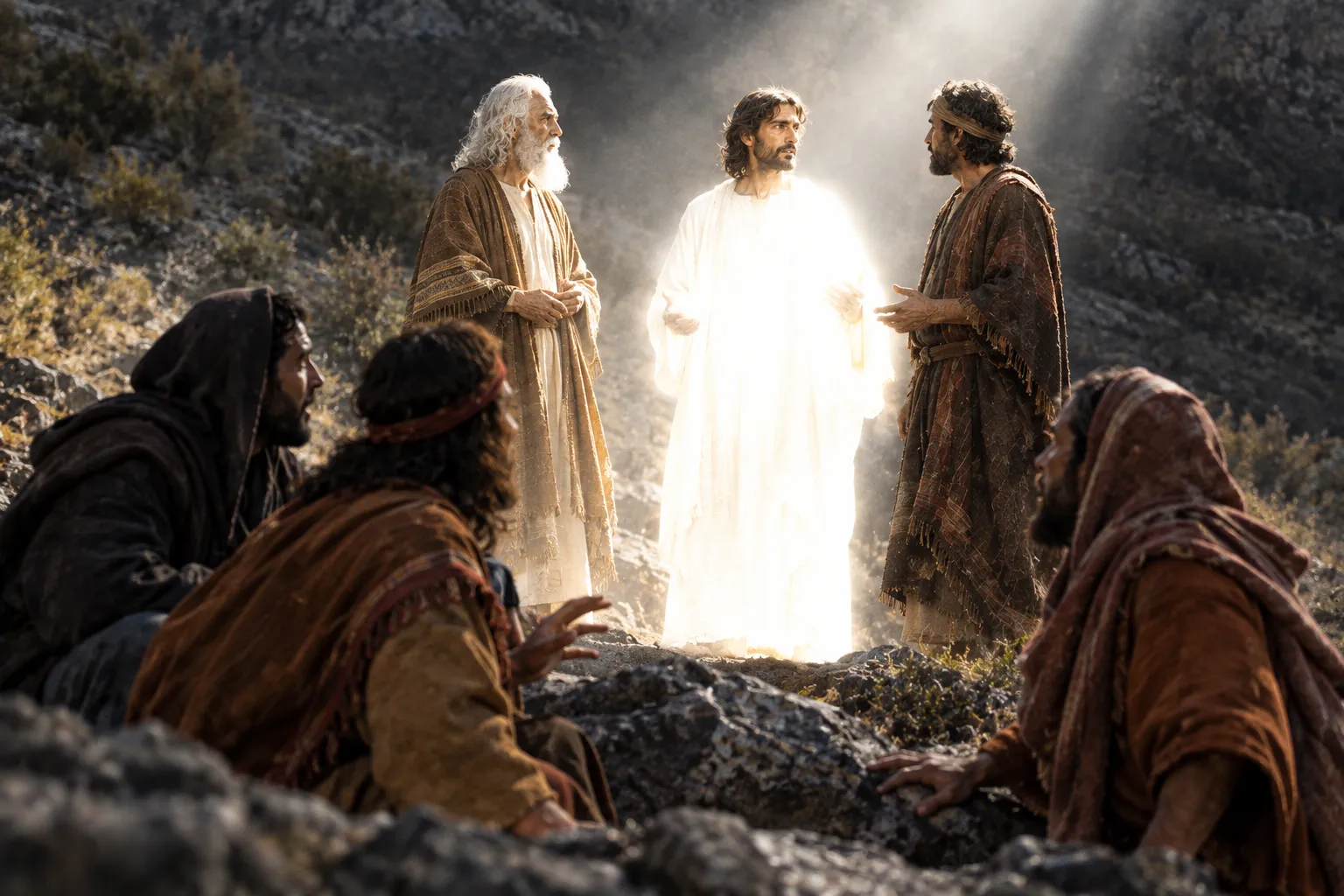 Jesus transfigured on the mountain (Mark 9:2–6)