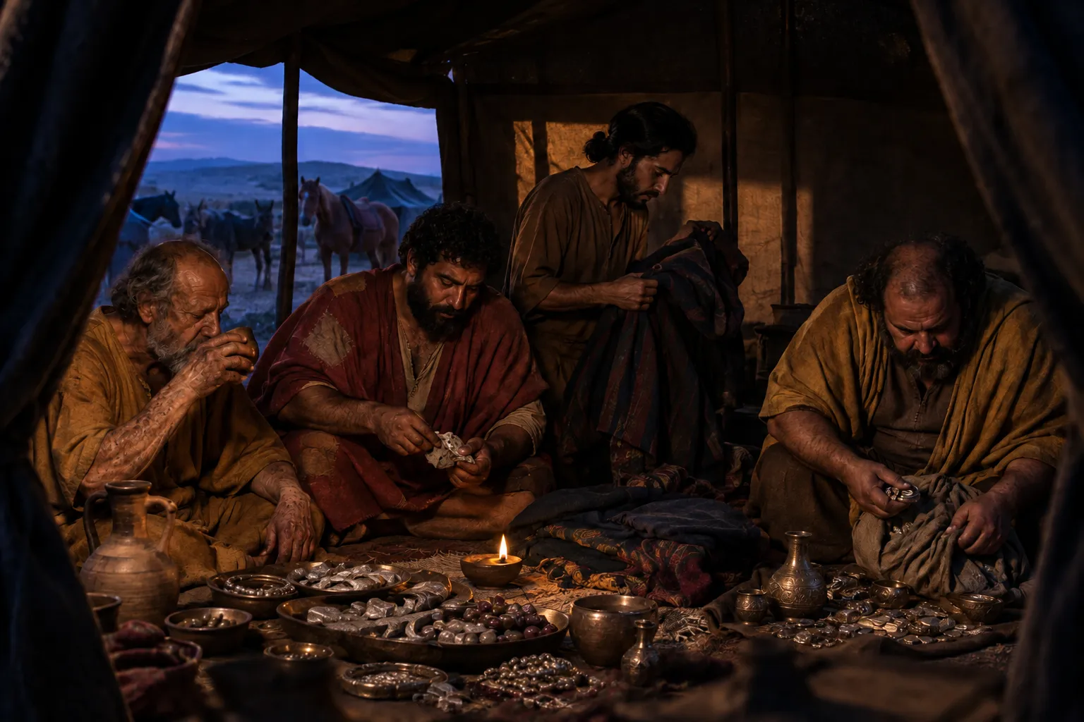 The Four Men Find the Camp Abandoned (2 Kings 7:3–8)