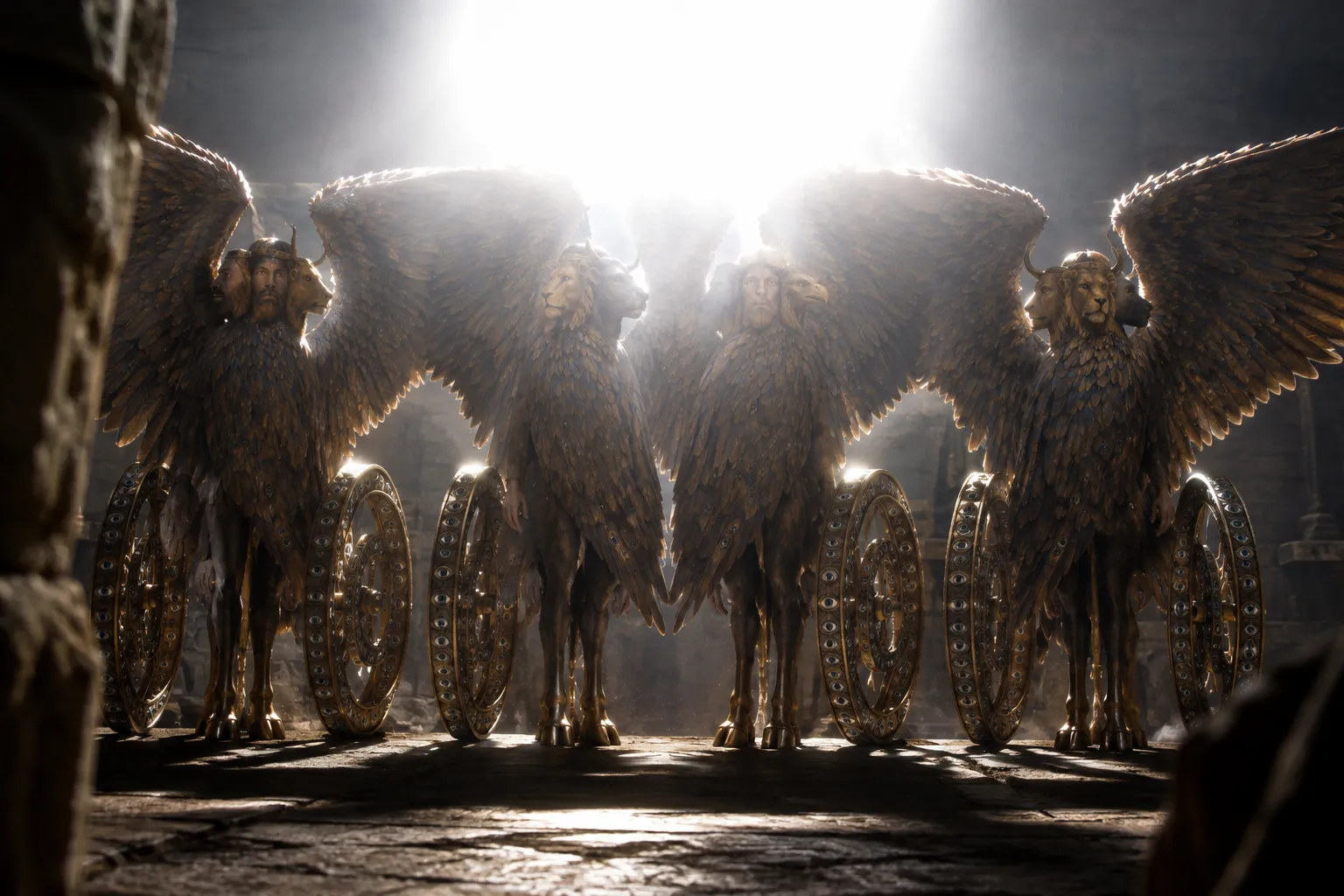 The cherubim spread their wings beneath the glory (Ezekiel 11:22)
