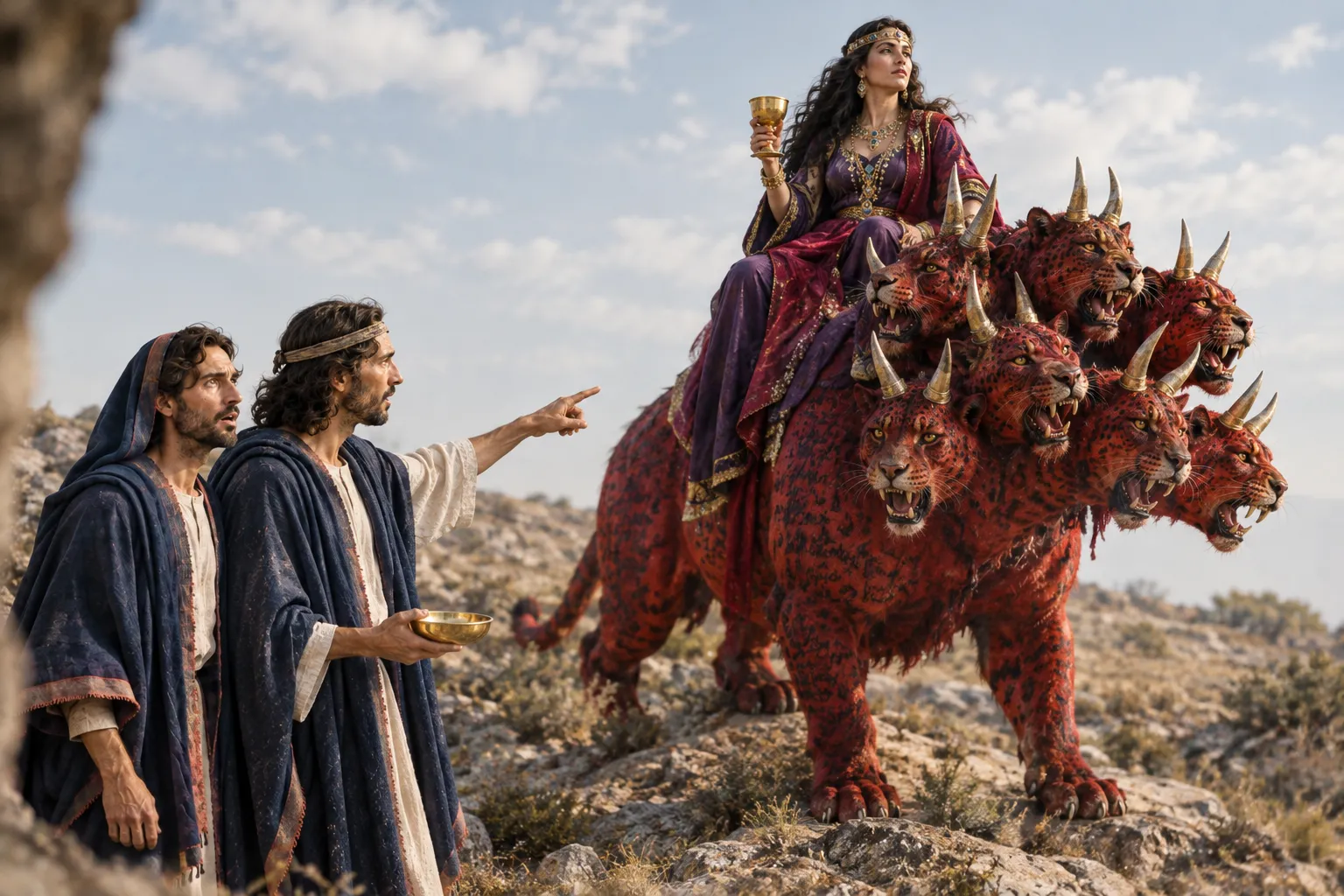 The woman on the scarlet beast in the wilderness (Revelation 17:1–6)