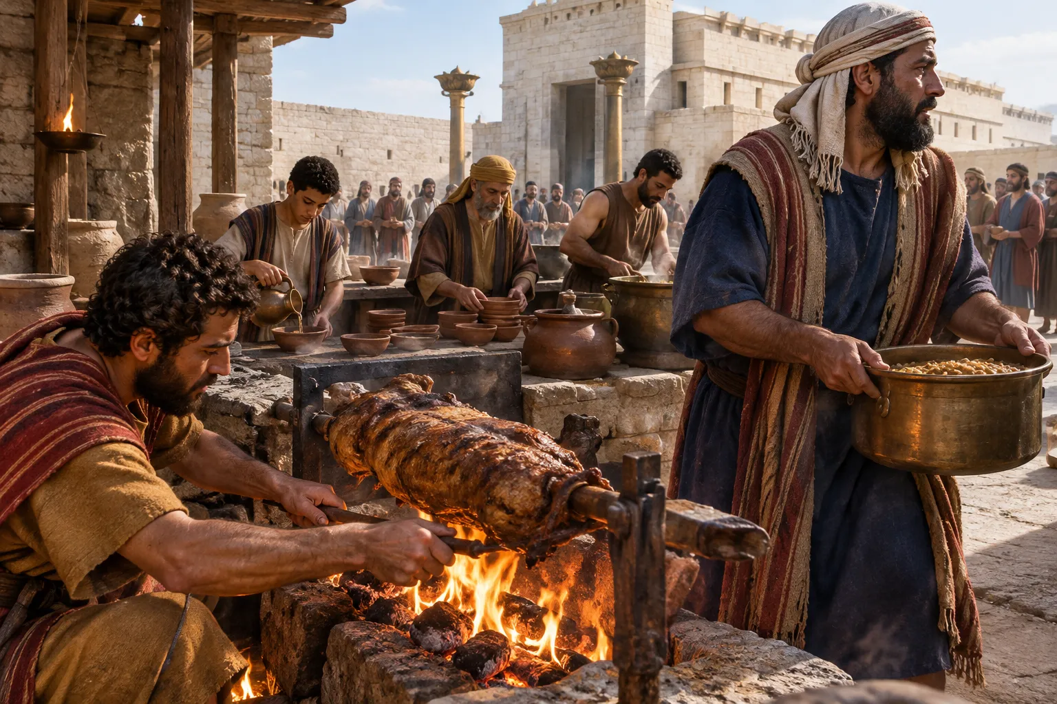 Preparing and distributing the offerings (2 Chronicles 35:13–14)
