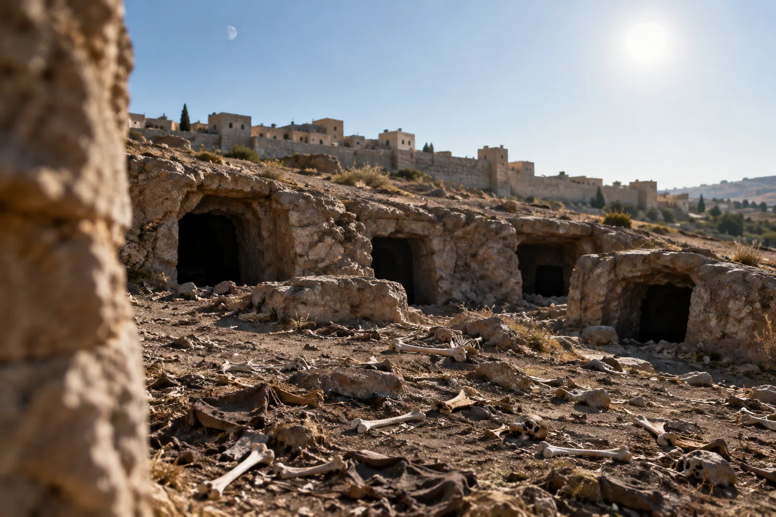 Bones exposed beneath heaven (Jeremiah 8:1–2)