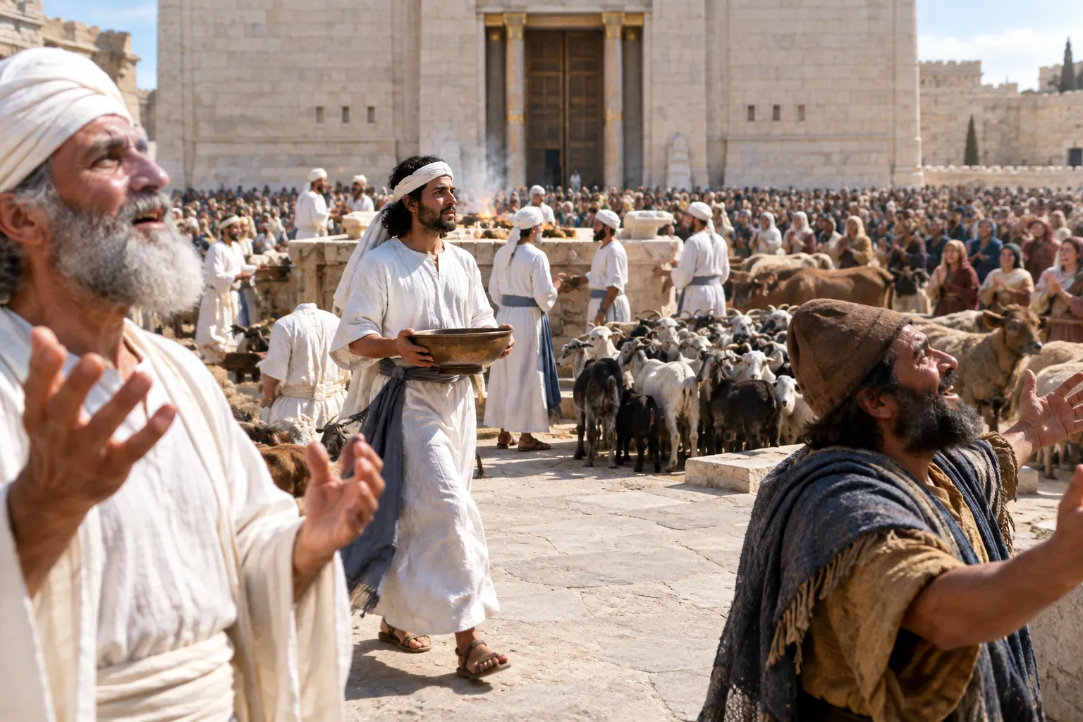 The joyful dedication of the completed temple (Ezra 6:15–18)