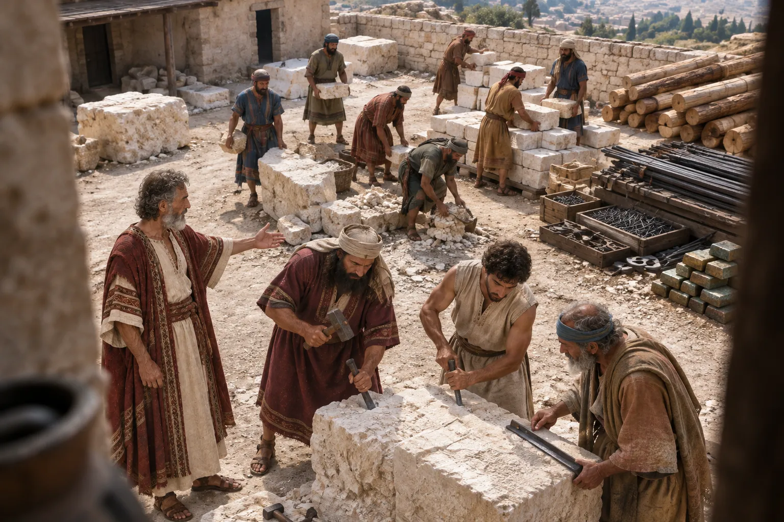 David directs the preparation of materials (1 Chronicles 22:2–4)