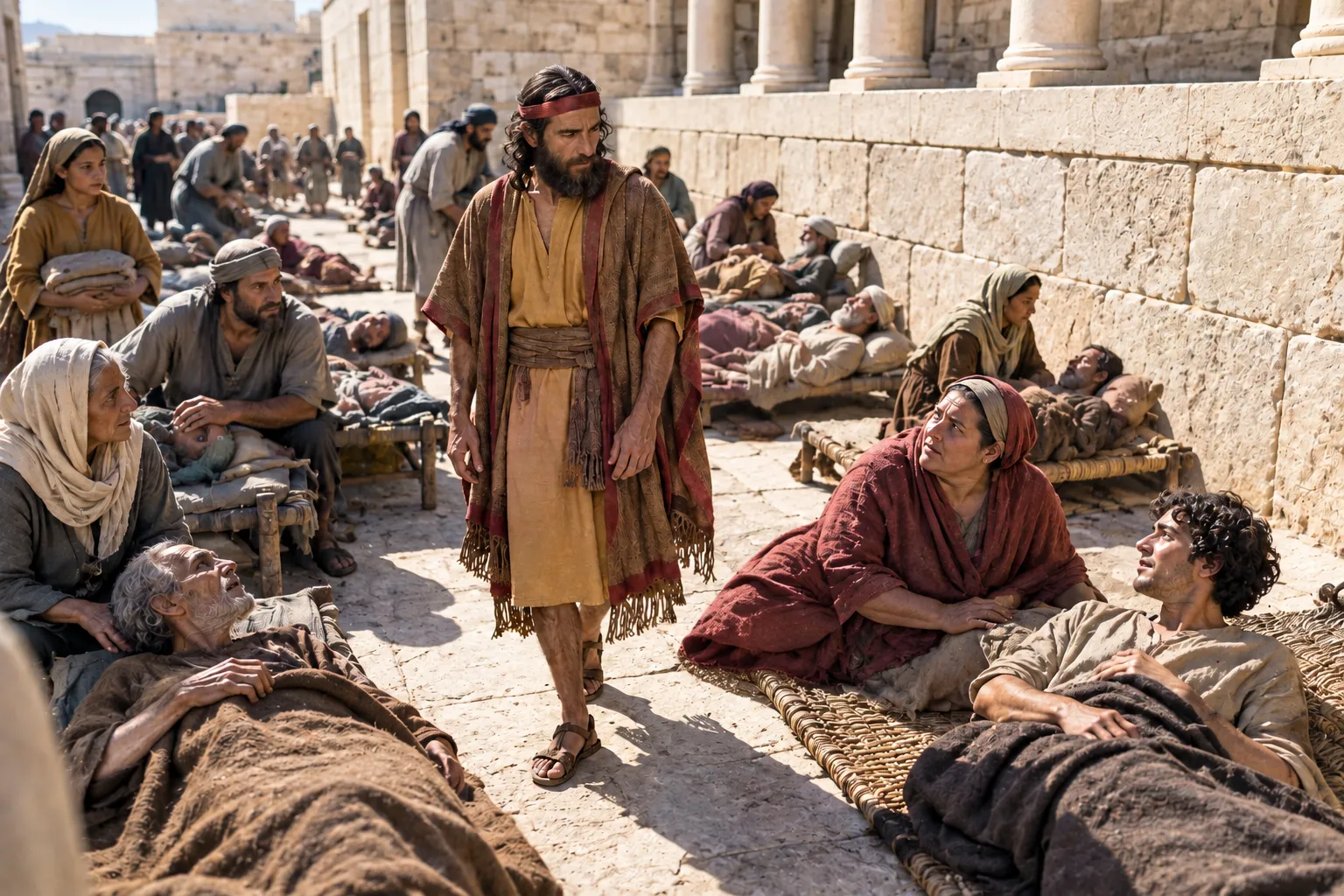 Peter passes the sick (Acts 5:15–16)
