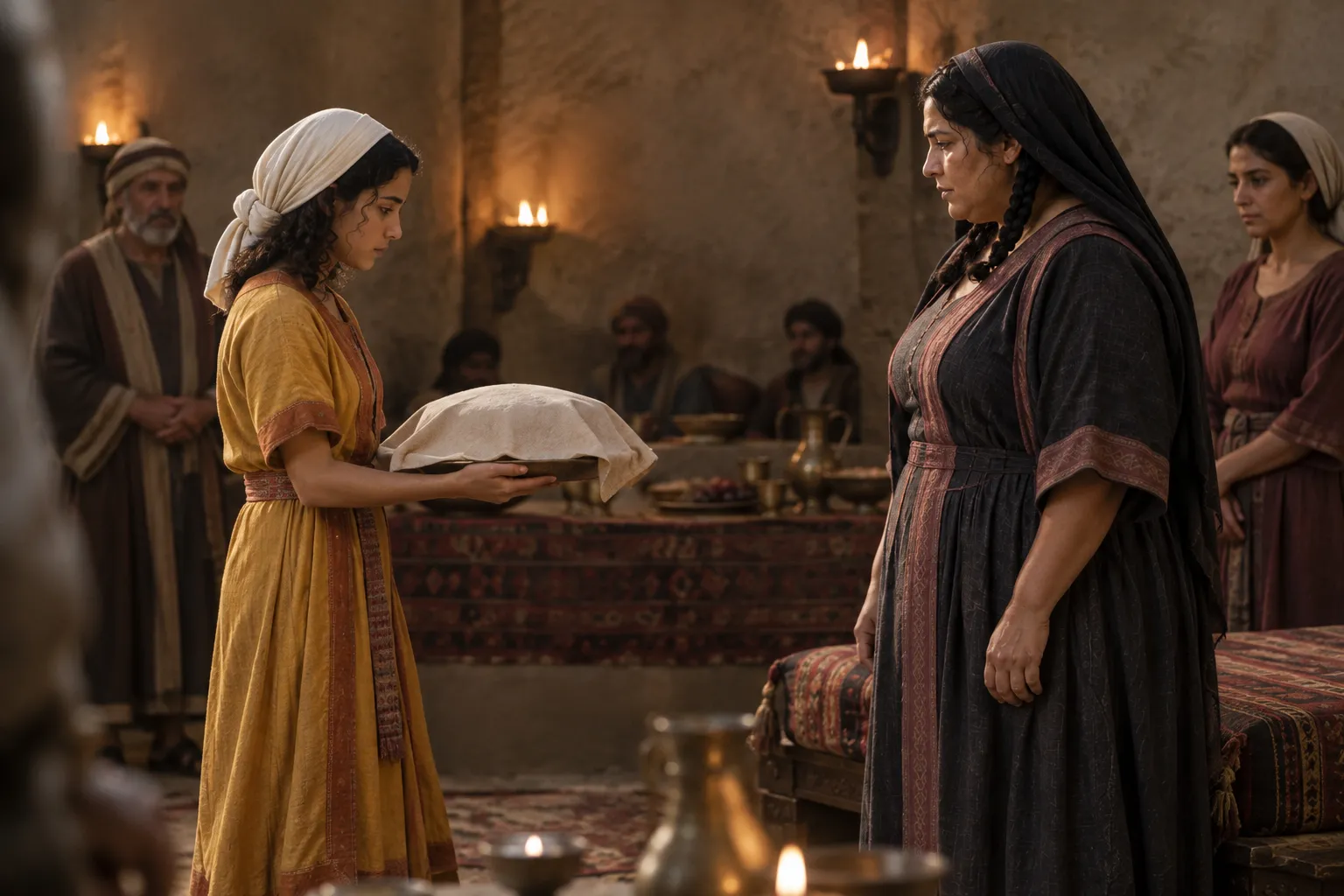 The platter carried to Herodias (Matthew 14:11)