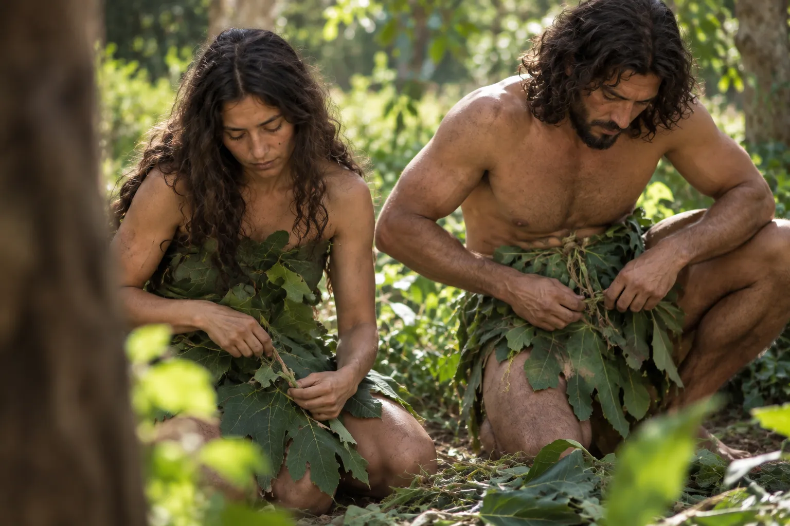 They make fig-leaf coverings (Genesis 3:7)