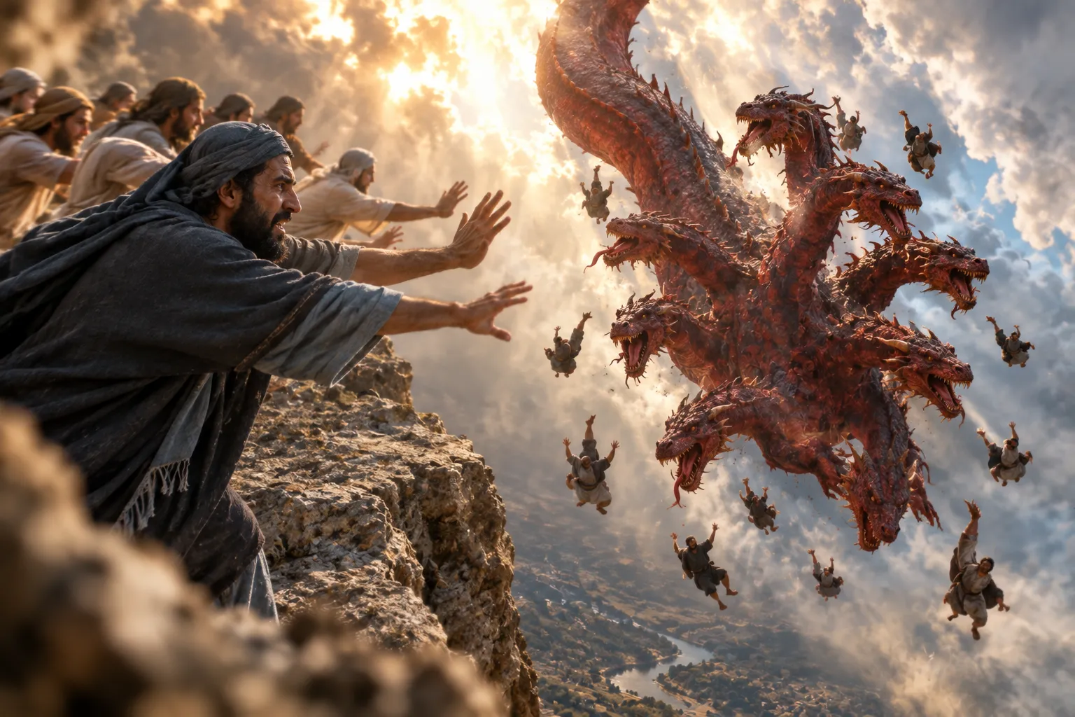 The dragon hurled down (Revelation 12:7–9)