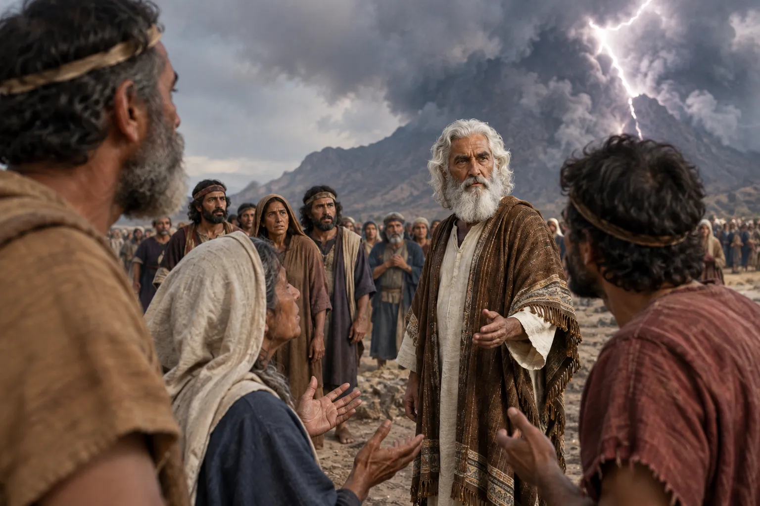 Moses answers the trembling people (Exodus 20:18–20)