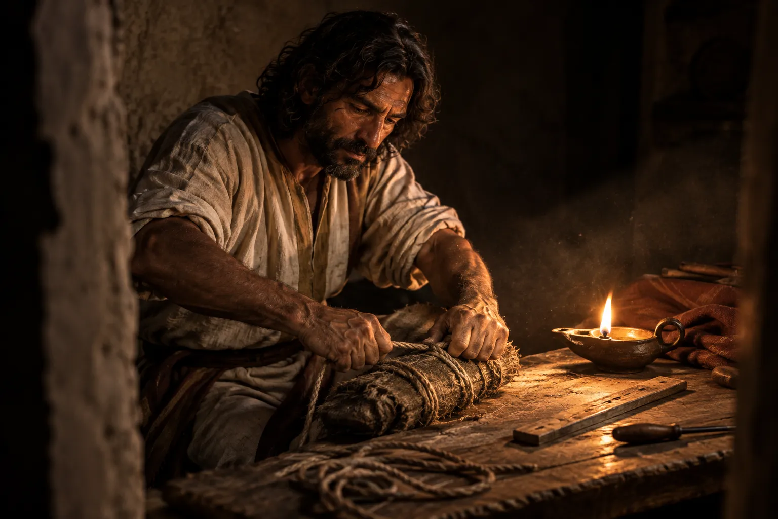 Labor and toil through the night (1 Thessalonians 2:9)