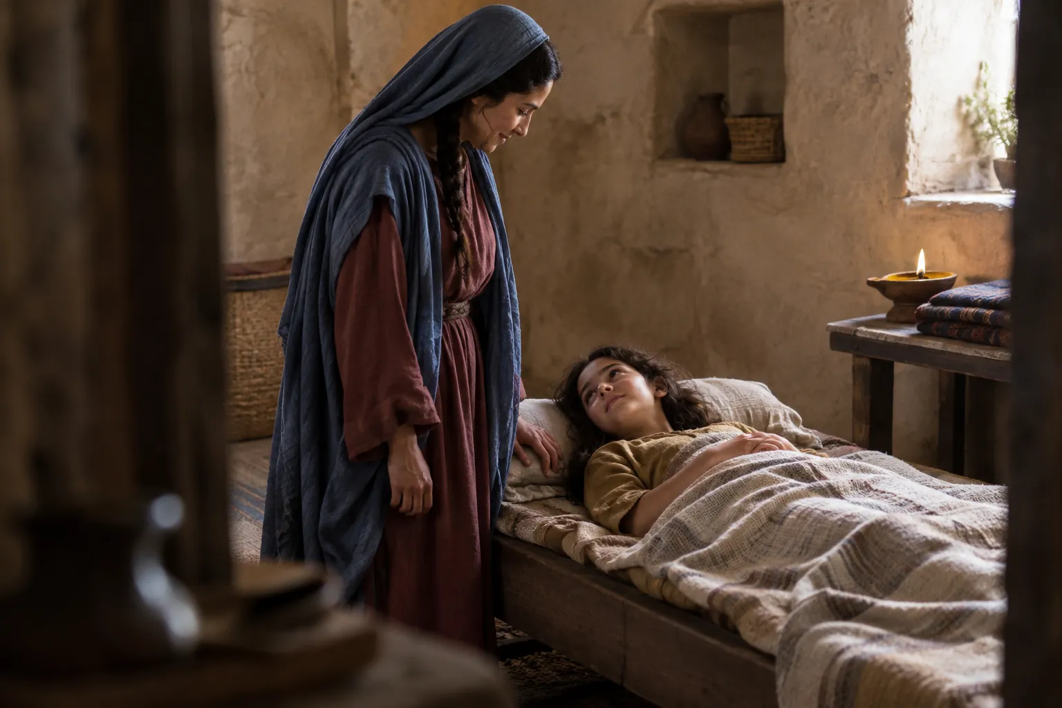 The daughter found well (Mark 7:30)