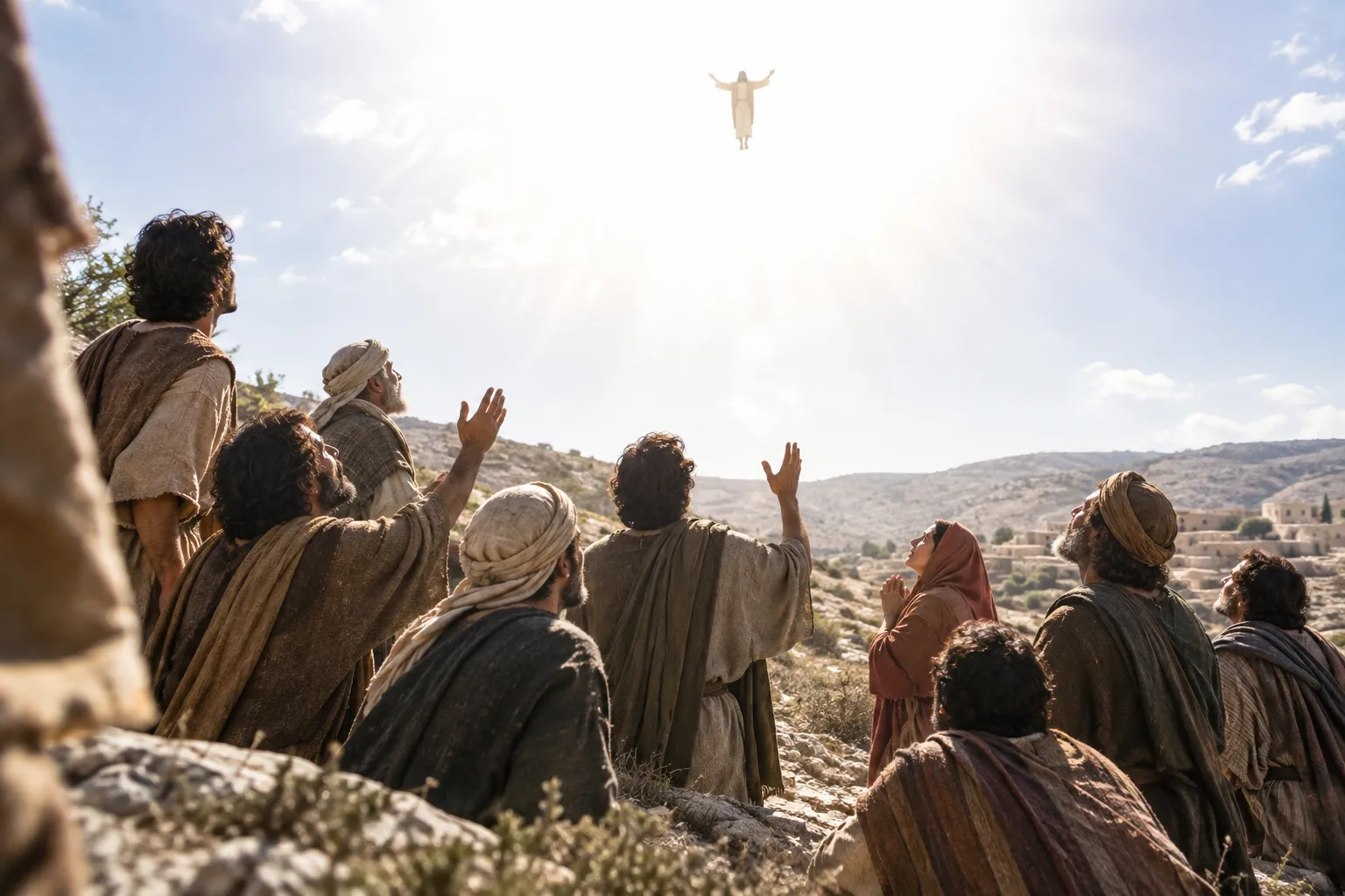 Jesus is carried up near Bethany (Luke 24:50–52)