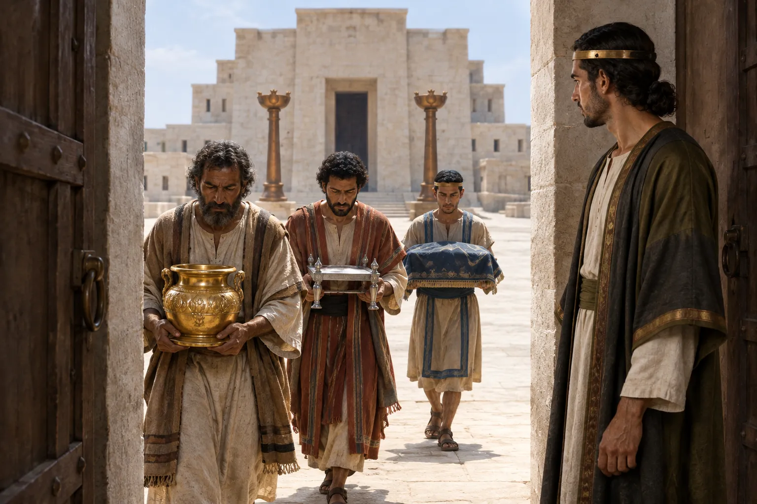 The finished temple receives its treasures (2 Chronicles 5:1)