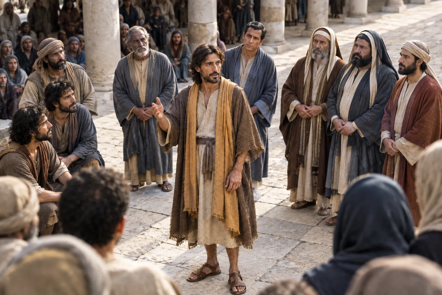 Jesus teaches the crowds and disciples (Matthew 23:1–12)