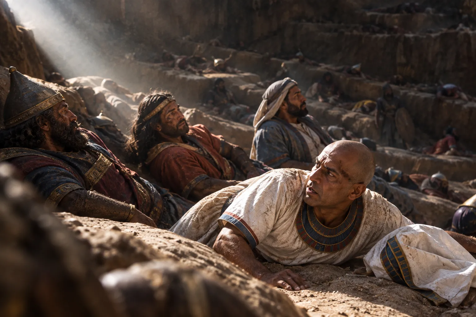 Pharaoh laid among the fallen nations (Ezekiel 32:18–32)