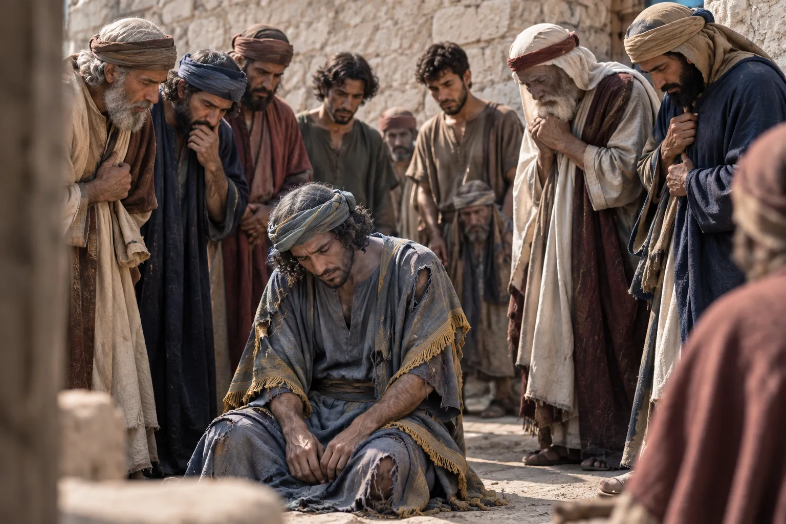 Ezra sits in horror (Ezra 9:3–4)