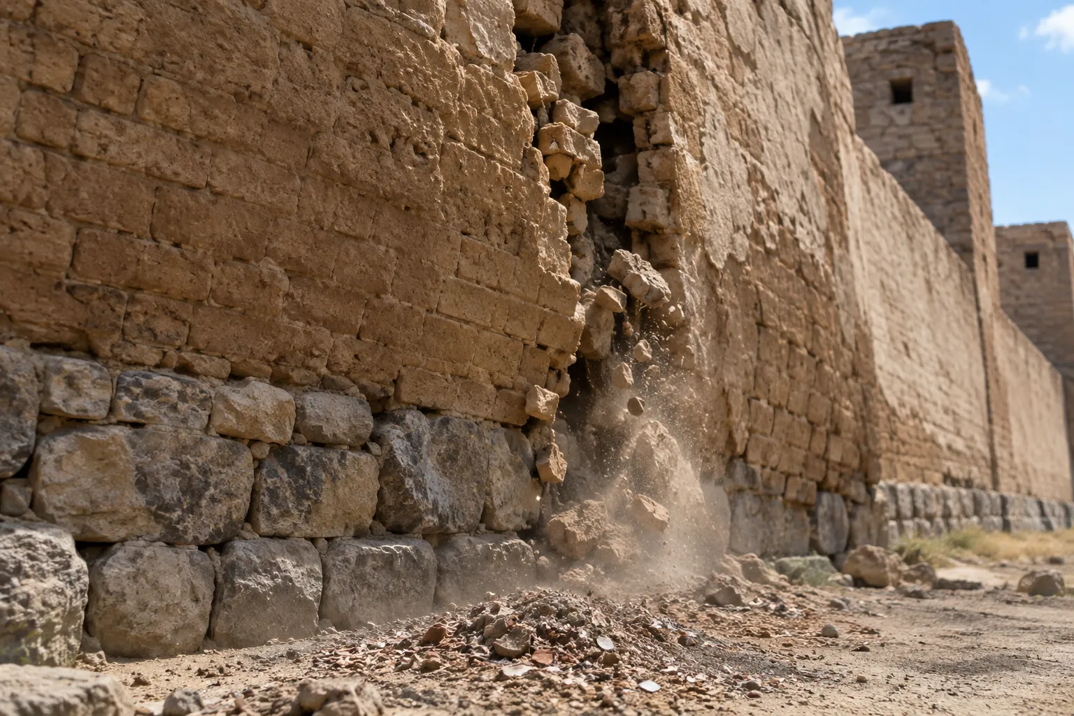 The breach about to fall (Isaiah 30:13–14)