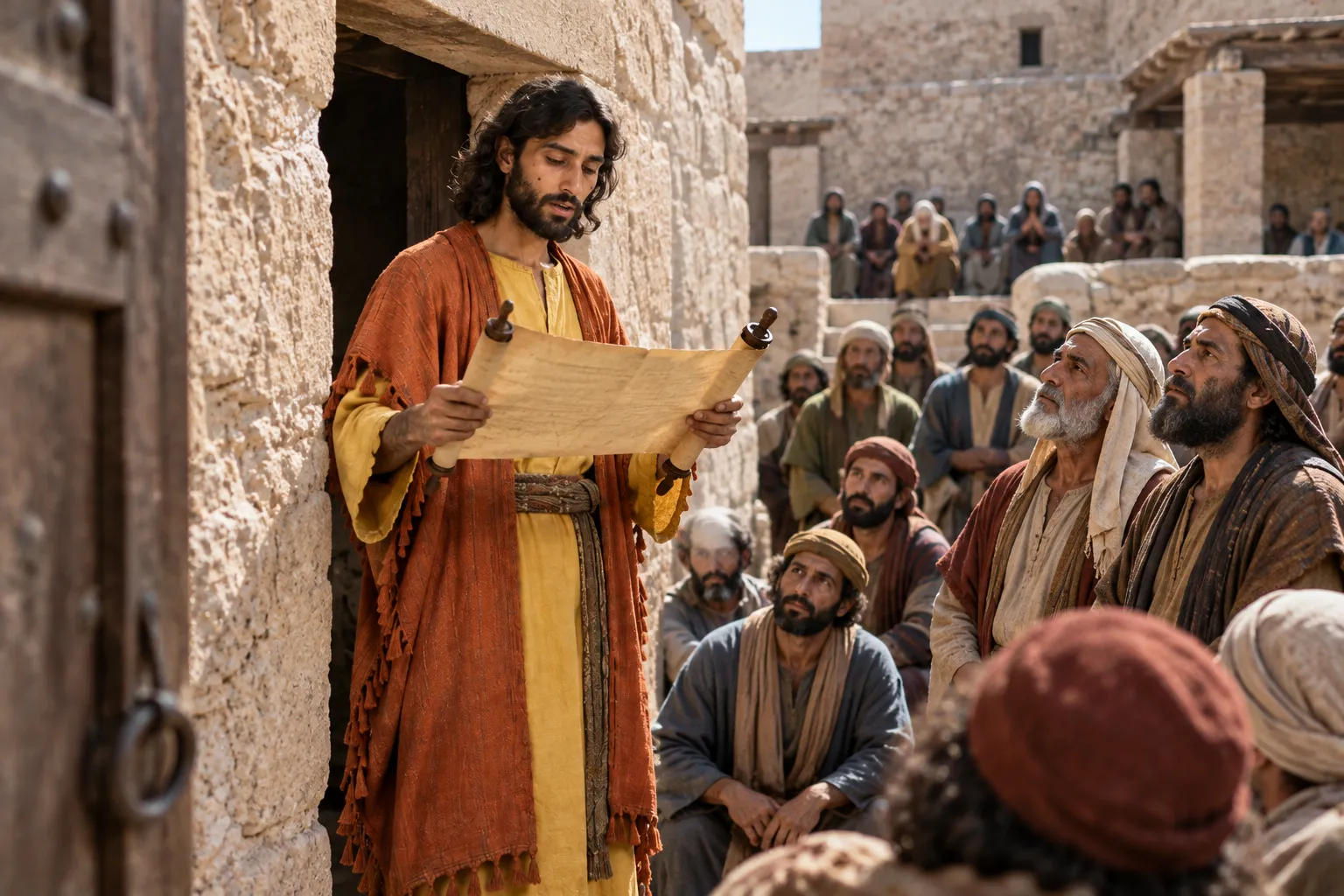 Baruch Reads at the Temple Gate (Jeremiah 36:8–10)