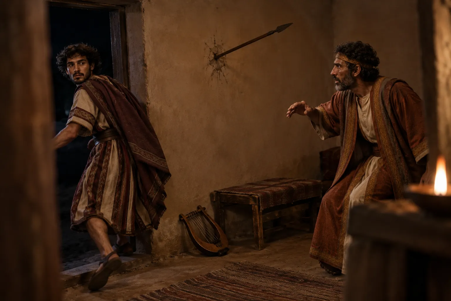 David Eludes Saul’s Spear (1 Samuel 19:9–10)