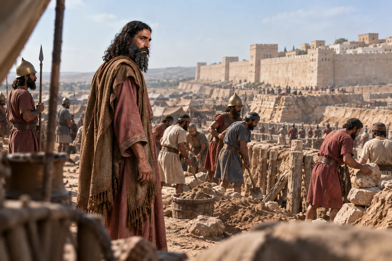 The siege wall around Jerusalem (Jeremiah 52:4–5)