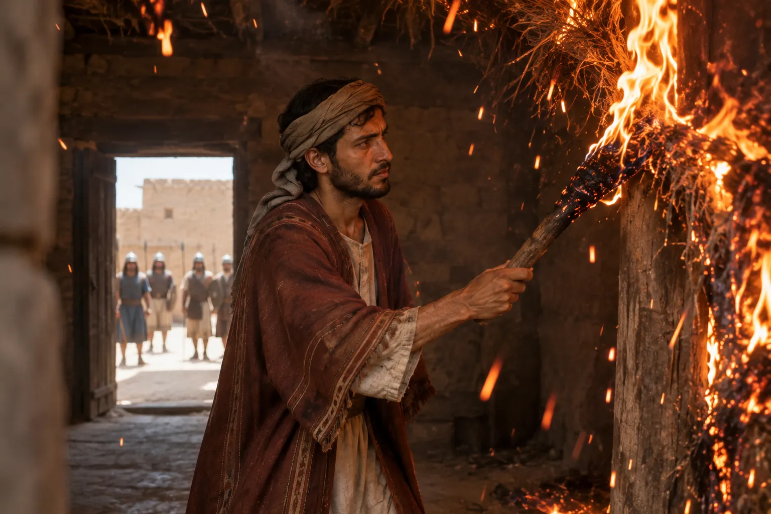Zimri burns the royal citadel (1 Kings 16:17–18)