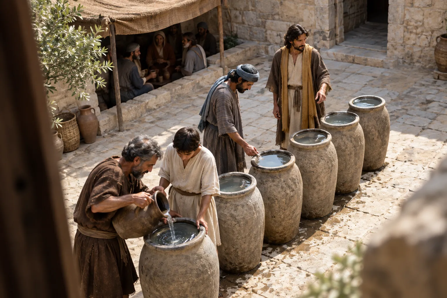 Filling the six jars (John 2:6–7)