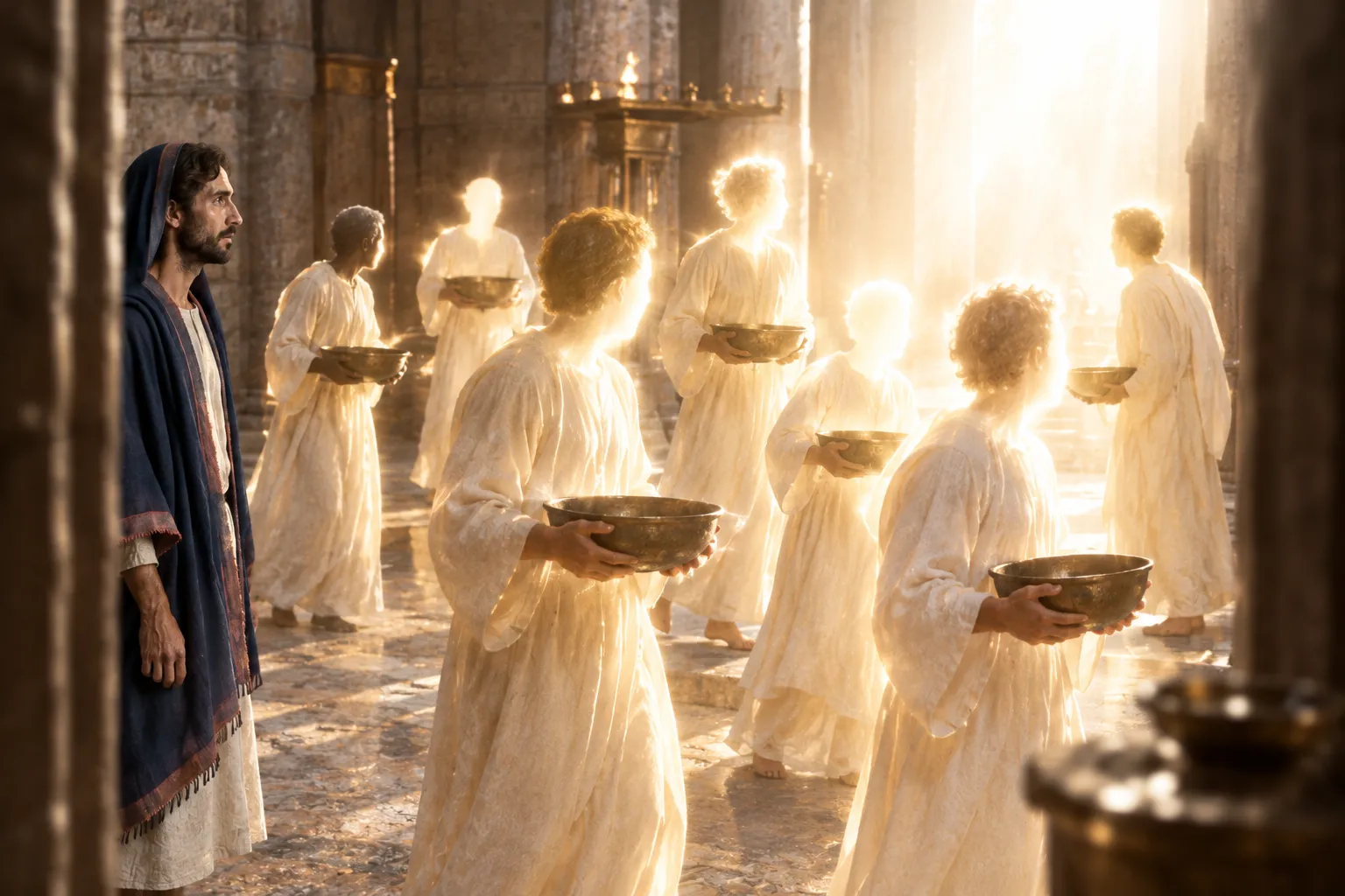 The seven angels receive the command (Revelation 16:1)