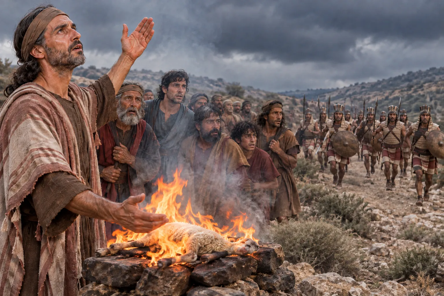 Samuel’s offering as the Philistines approach (1 Samuel 7:9–10)