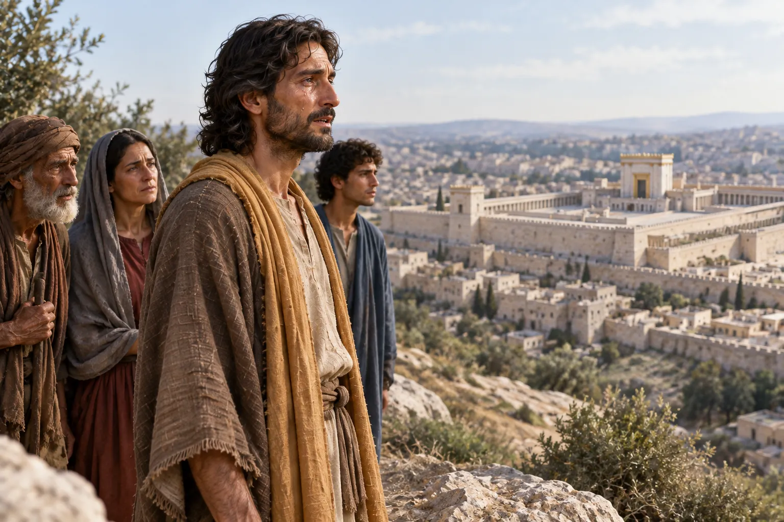 Jesus weeps over Jerusalem (Luke 19:41–44)