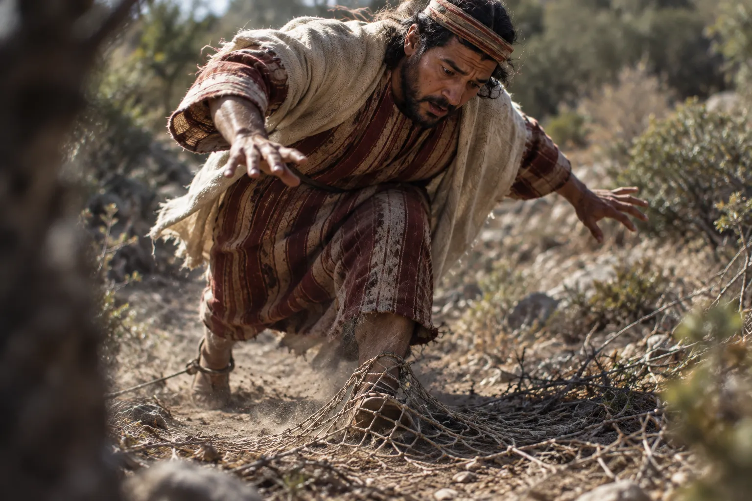 His heel is seized by the snare (Job 18:8–10)