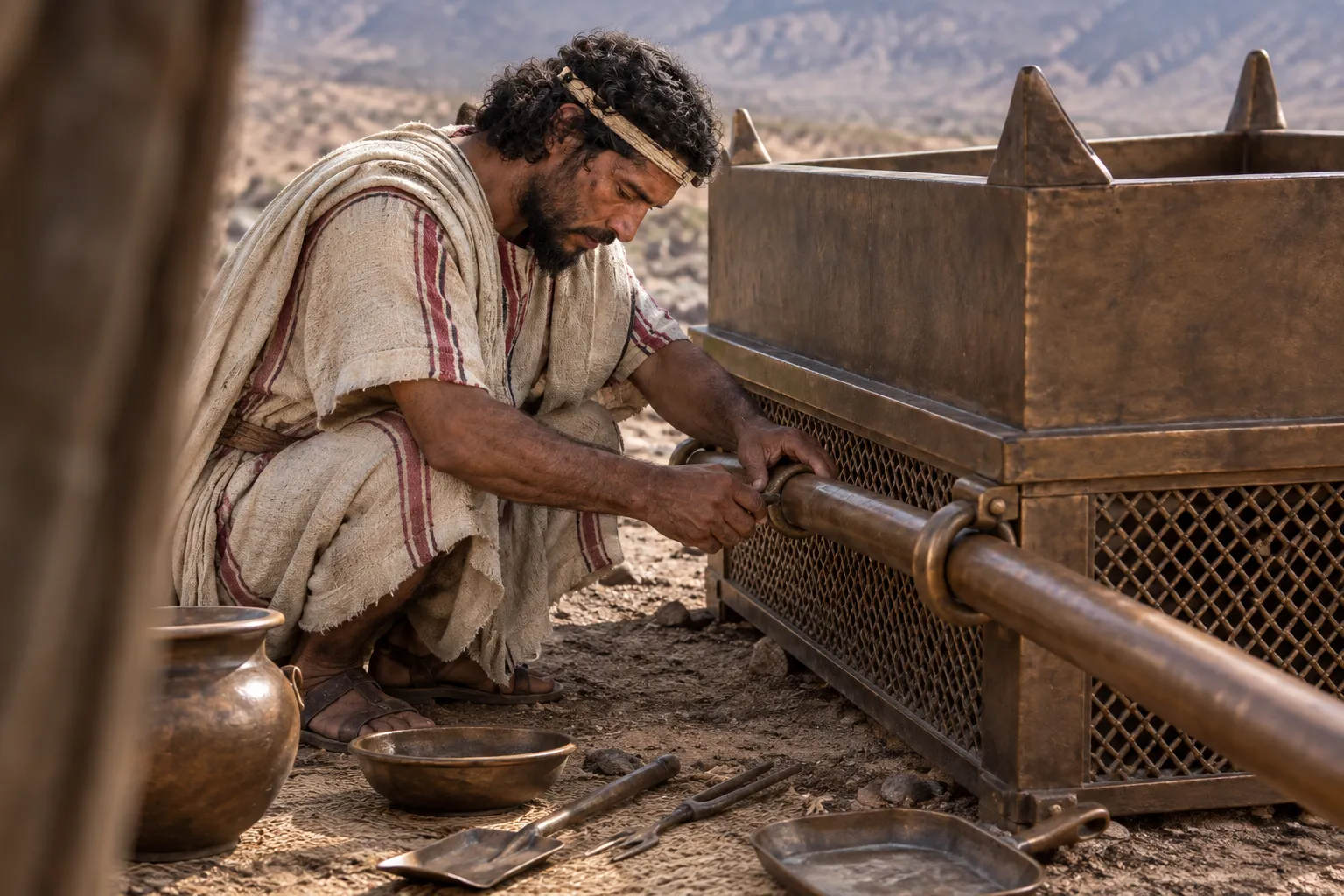 Bezalel constructs the bronze altar (Exodus 38:1–7)