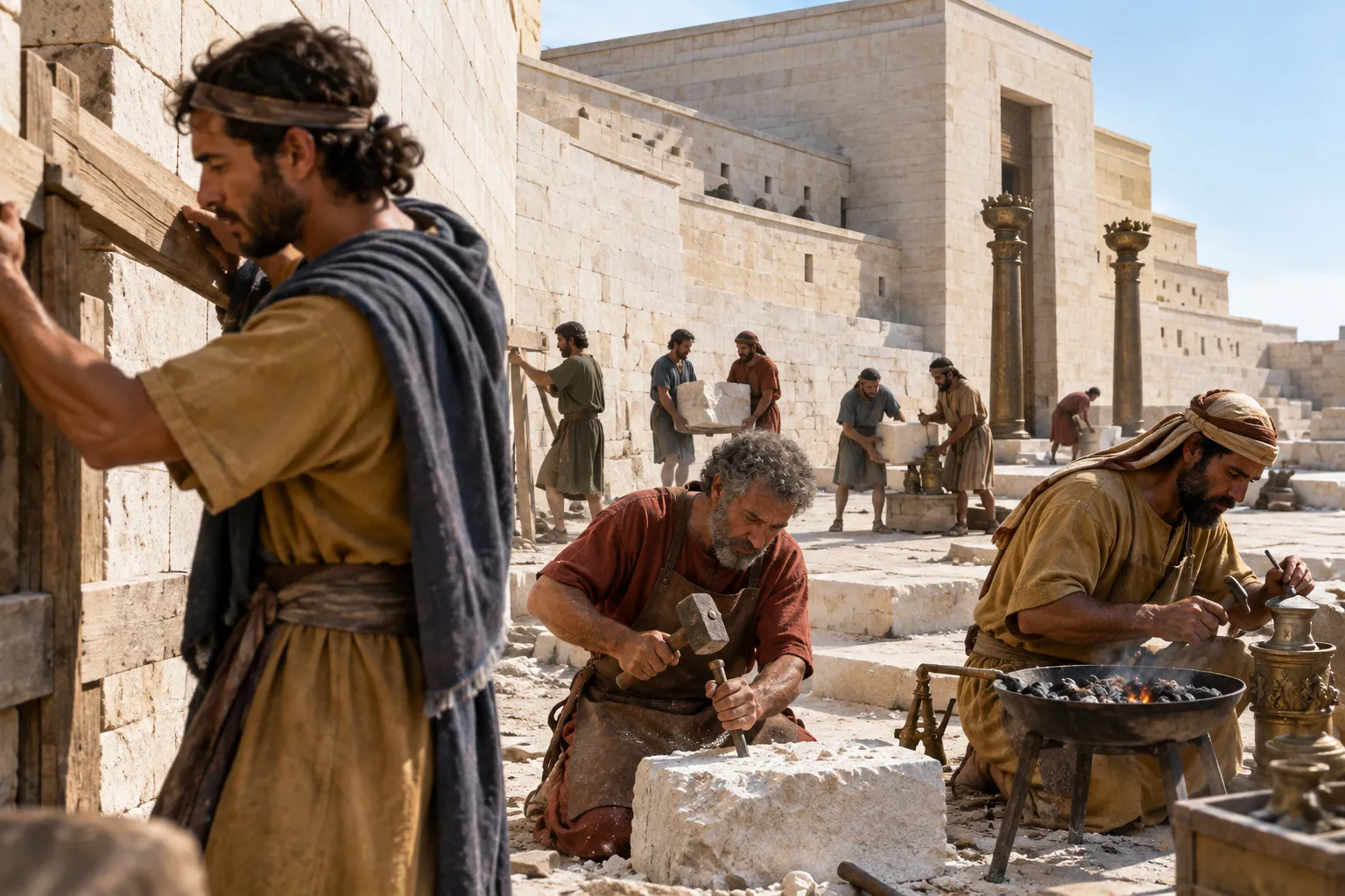 The temple repair progresses (2 Chronicles 24:12–13)