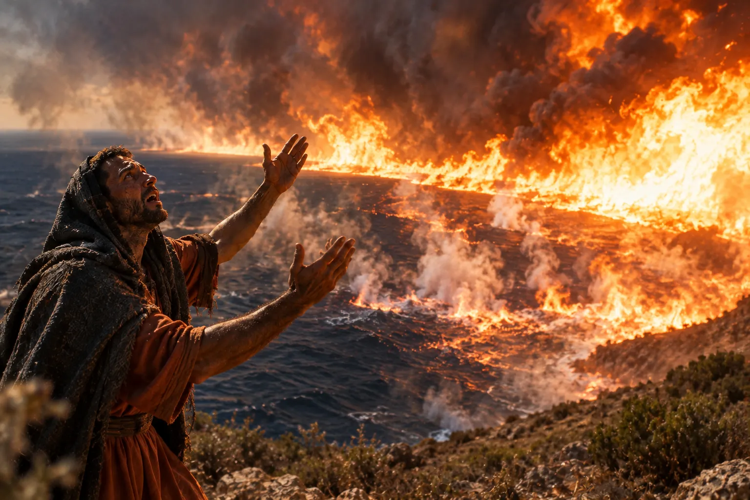 Fire Consumes the Great Deep (Amos 7:4–5)