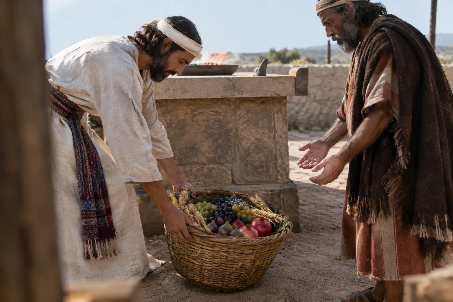 The Firstfruits Placed Before the Altar (Deuteronomy 26:2–4)