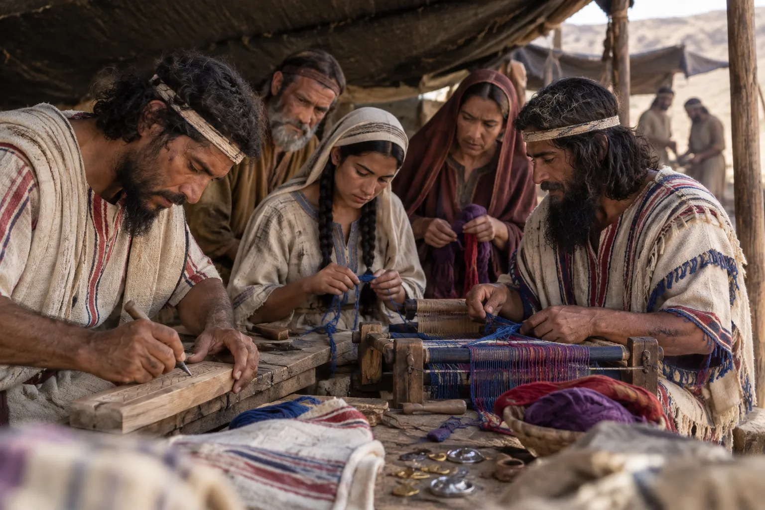Bezalel and Oholiab teach the crafts (Exodus 35:30–35)