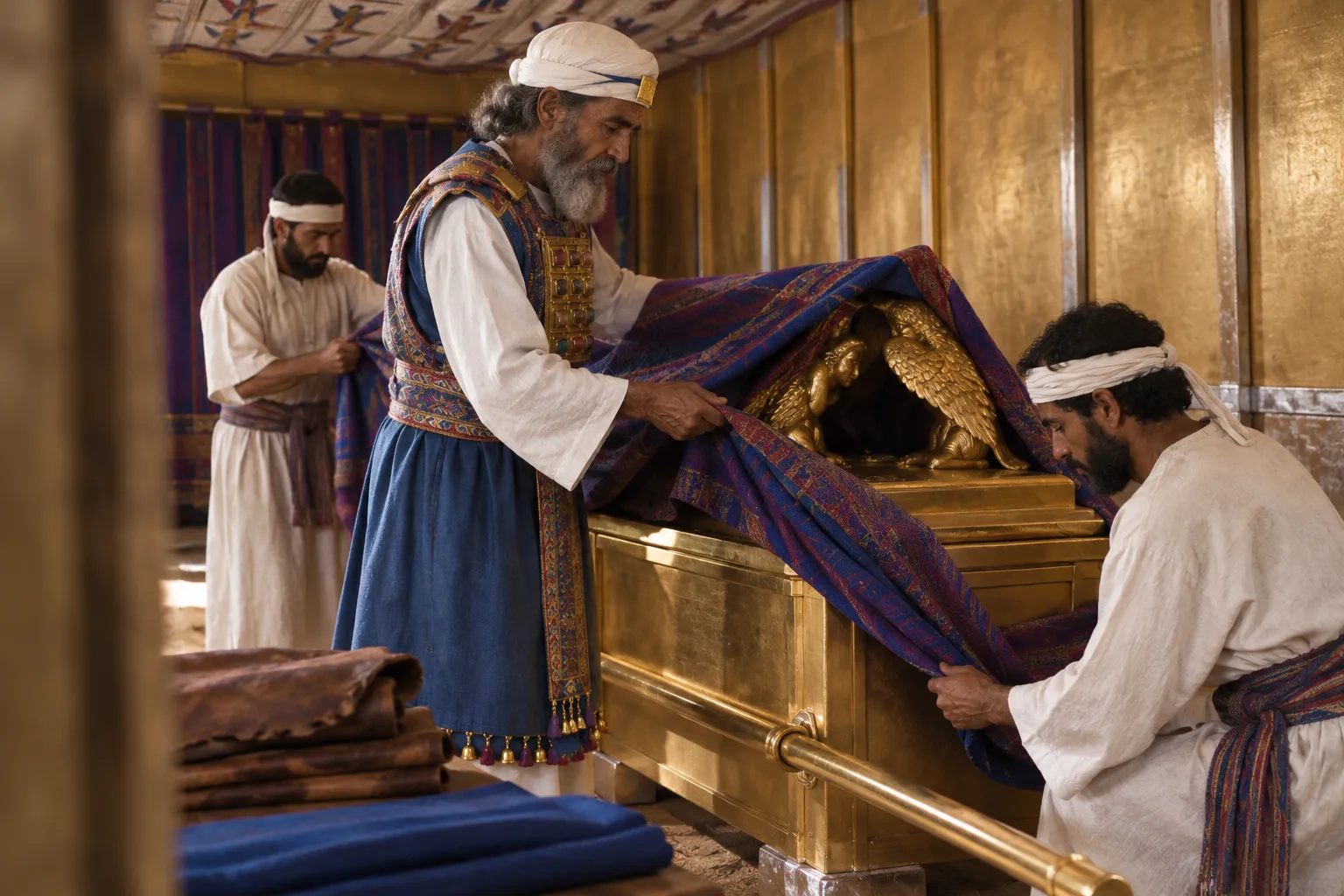 The Priests Cover the Ark (Numbers 4:5–6)