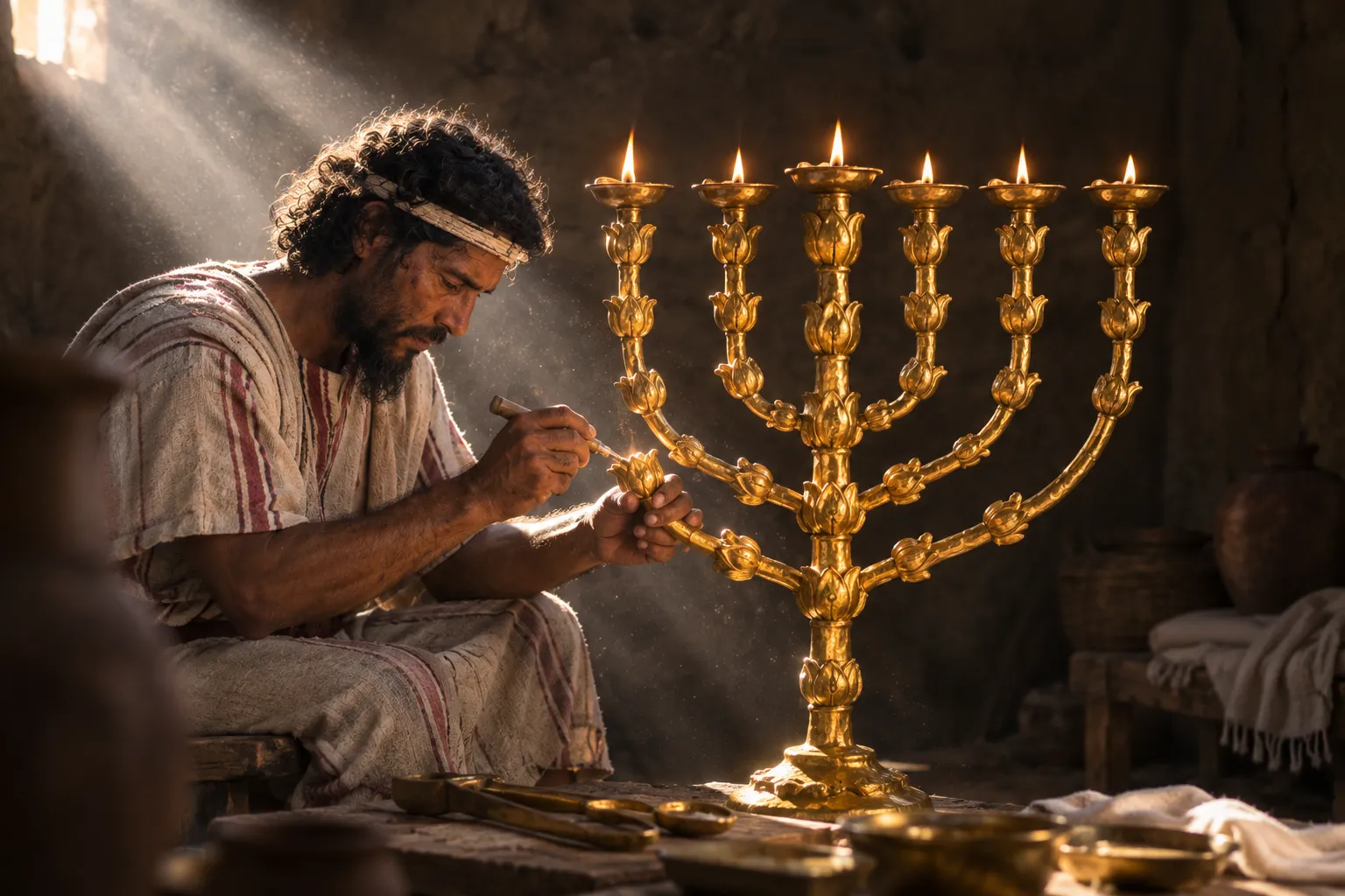 Bezalel Works the Golden Lampstand (Exodus 37:17–24)