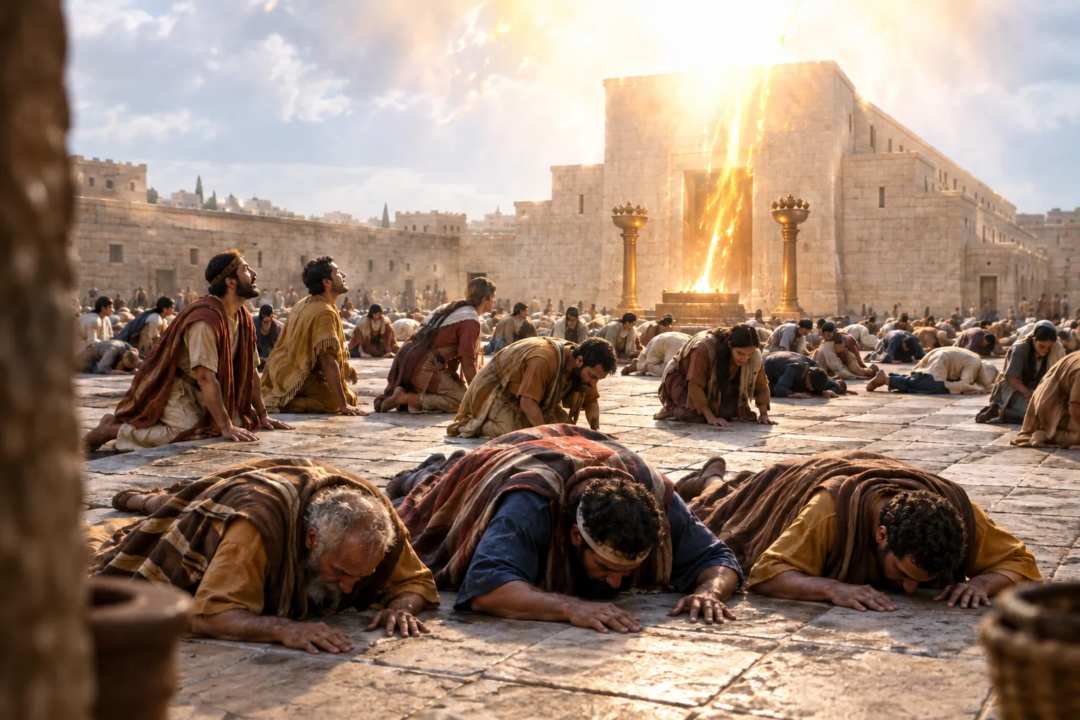 Israel bows on the pavement (2 Chronicles 7:3)