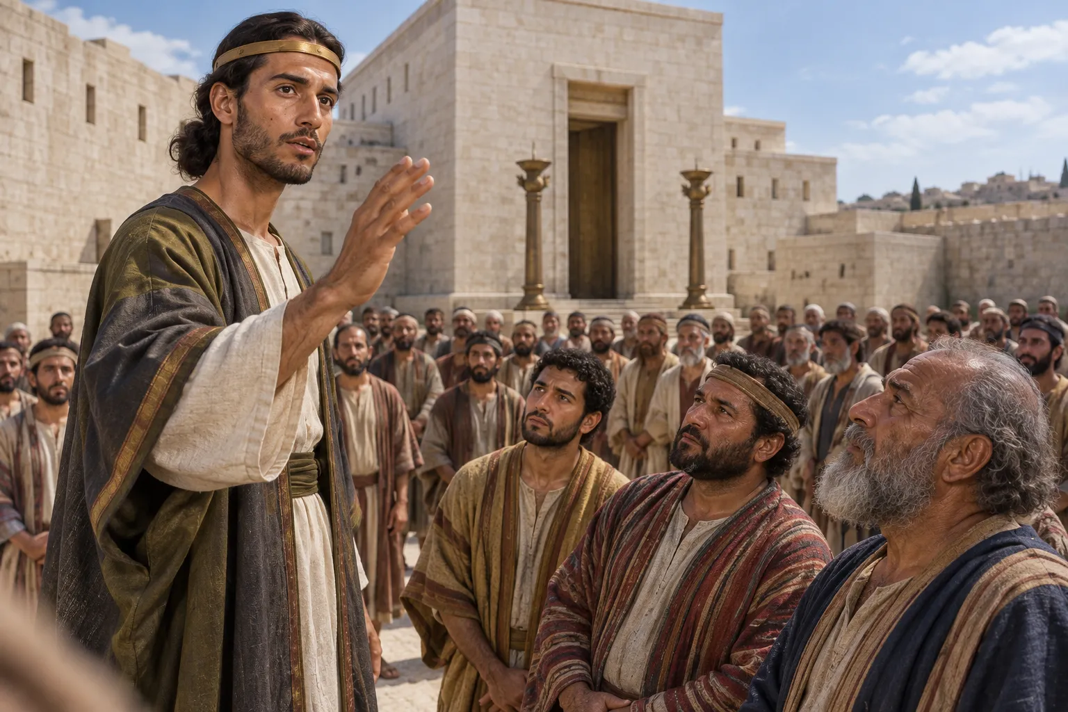Solomon turns and blesses Israel (2 Chronicles 6:1–11)