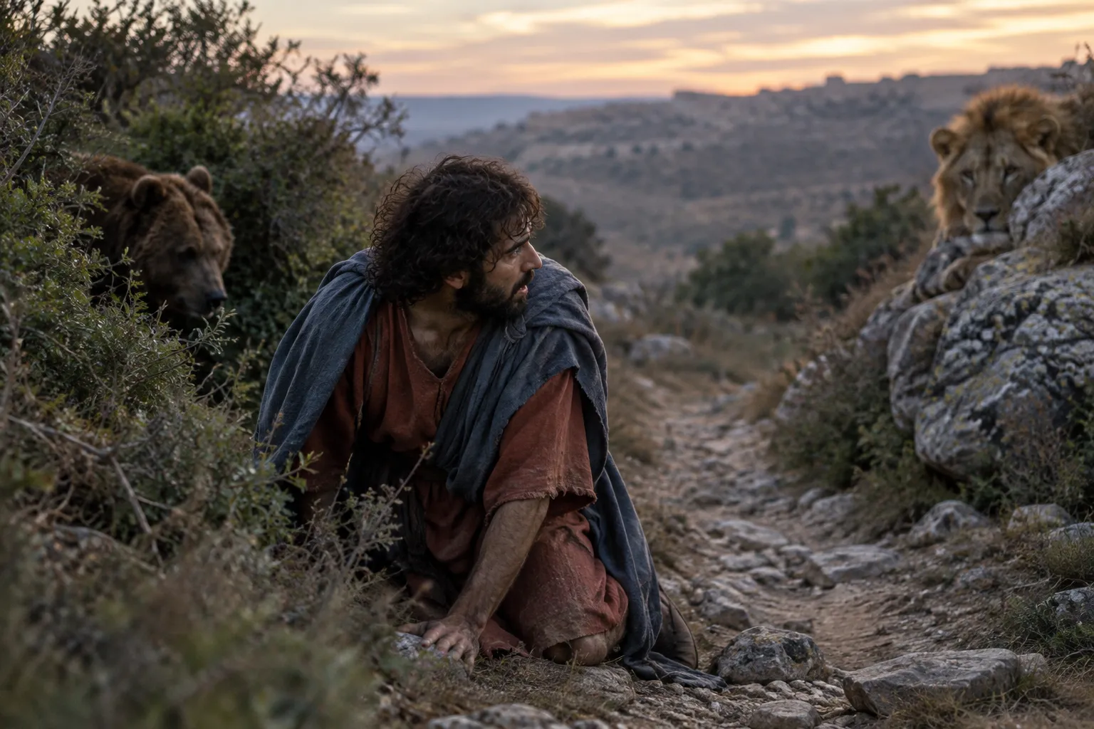 Prey beside the path (Lamentations 3:10–11)